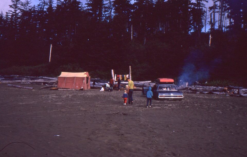 Tenting on the ocean beach at Tofino